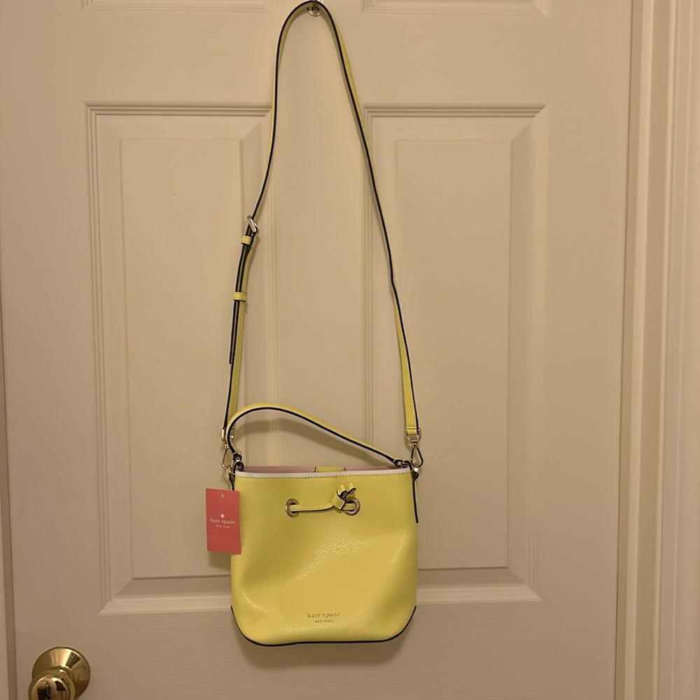 Yellow Kate Spade Cross Body bucket bag